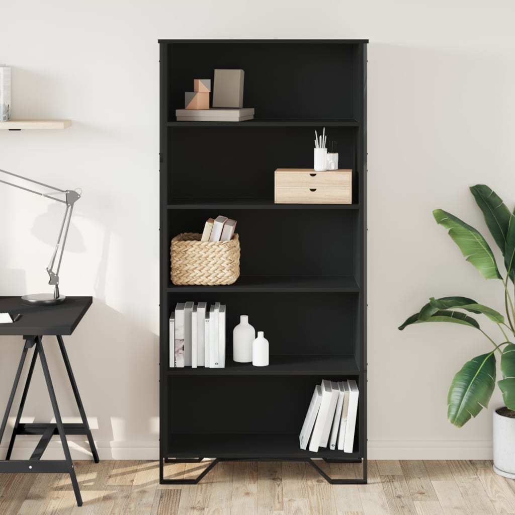 vidaXL Boekenkast 80x31x169 cm bewerkt hout zwart afbeelding
