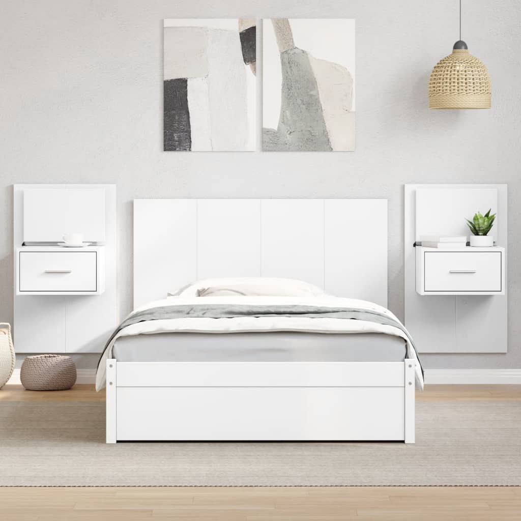 vidaXL Tăblie de pat cu dulapuri, alb, 120 cm lemn prelucrat