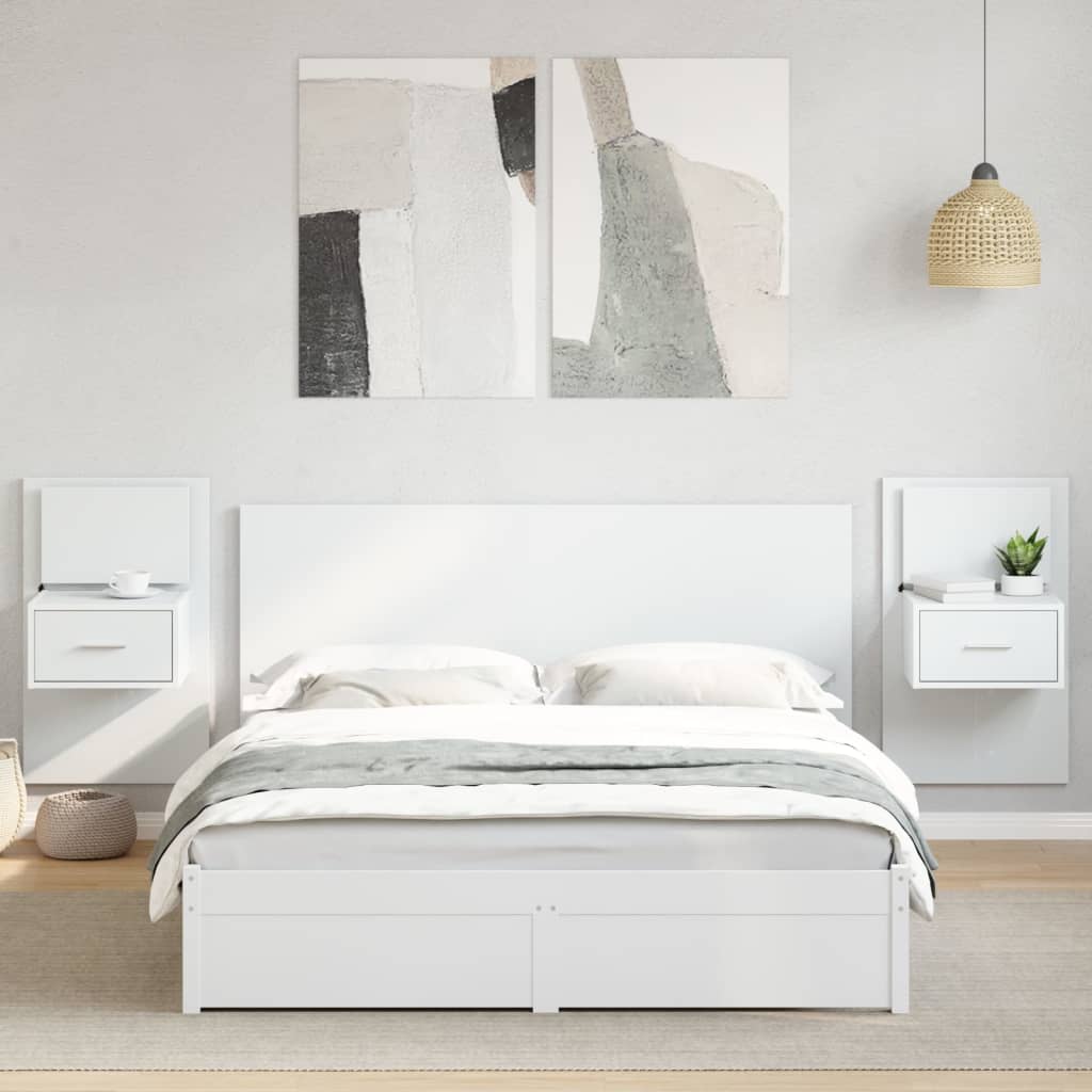 vidaXL Tăblie de pat cu dulapuri, alb, 160 cm, lemn prelucrat