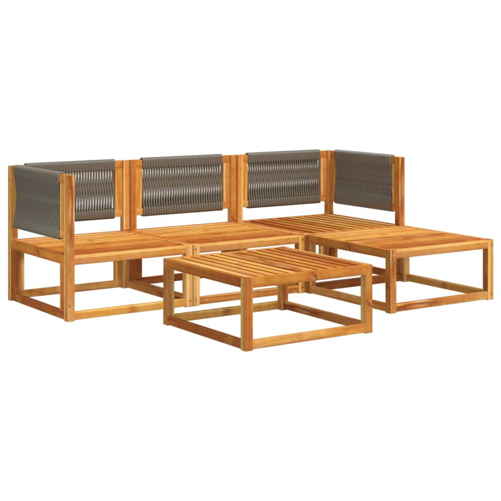 vidaXL 5-delige Loungeset met kussens massief acaciahout afbeelding