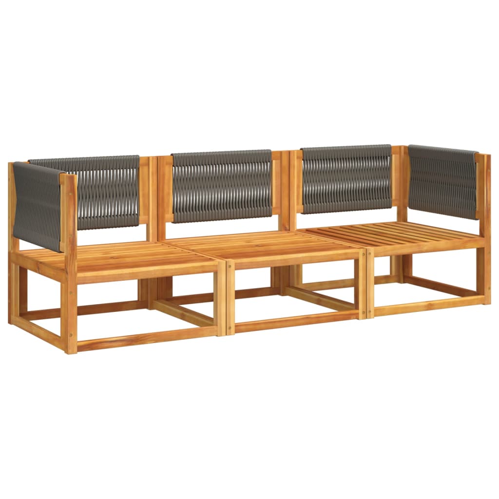vidaXL Set de canapele de grădină cu perne, 3 piese, lemn masiv acacia