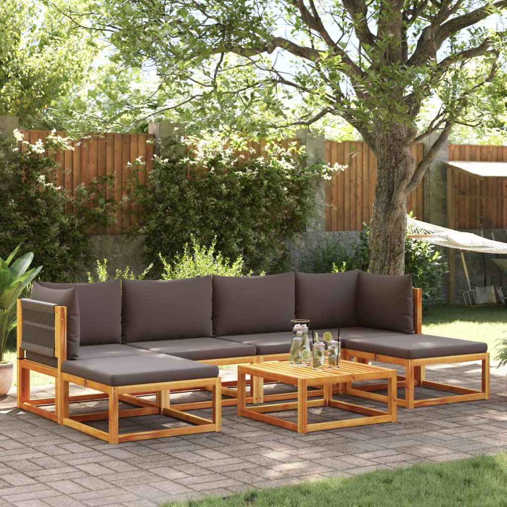 vidaXL Set canapele grădină cu perne, 7 piese, lemn masiv acacia