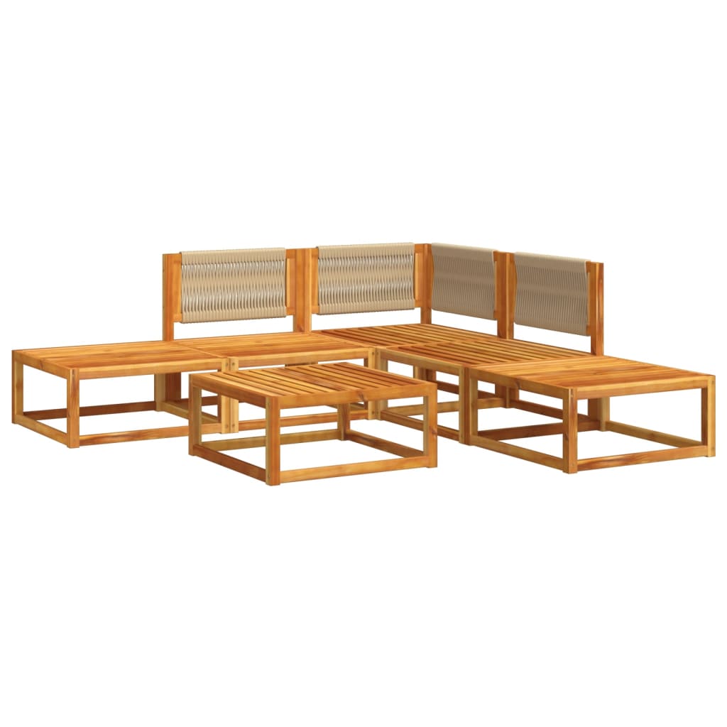 vidaXL 6-delige Loungeset met kussens massief acaciahout afbeelding