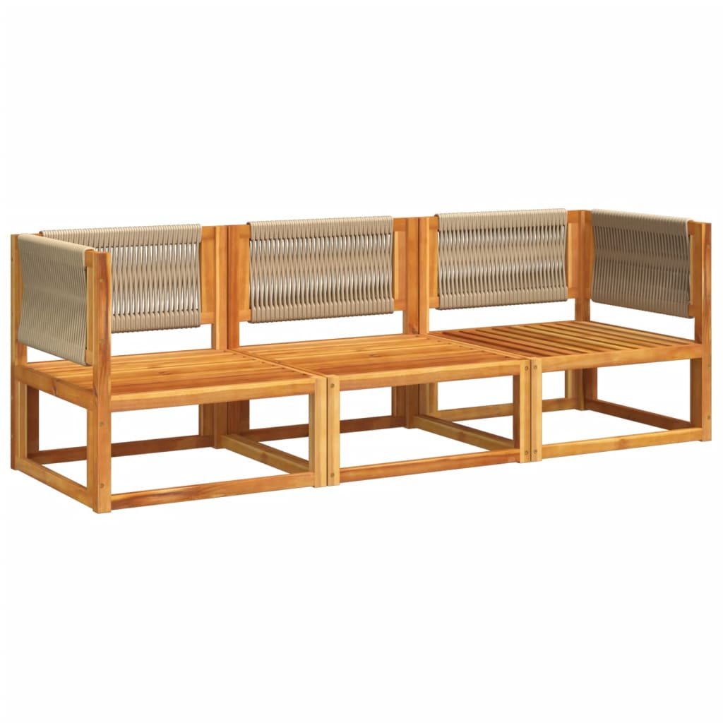 vidaXL Set de canapele de grădină cu perne, 3 piese, lemn masiv acacia