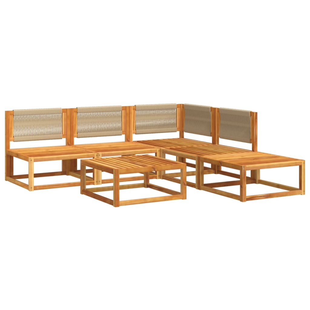 vidaXL 6-delige Loungeset met kussens massief acaciahout afbeelding