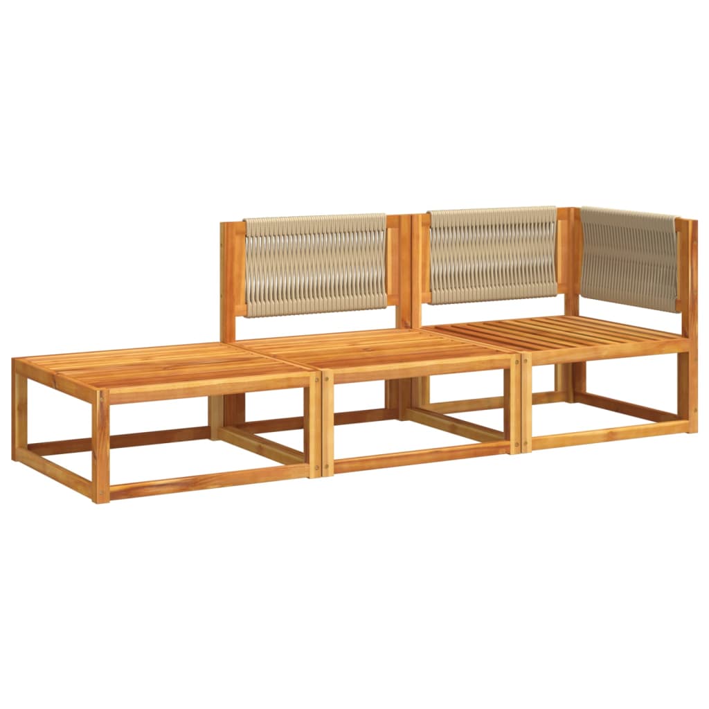vidaXL Set de canapele de grădină cu perne, 3 piese, lemn masiv acacia