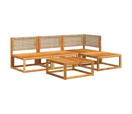 vidaXL Ensemble de canap&eacute;s de jardin 5 pi&egrave;ces avec coussins en bois d'acacia et rotin