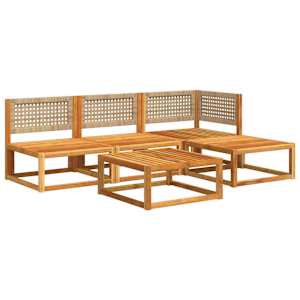 vidaXL Ensemble de canap&eacute;s de jardin 5 pi&egrave;ces avec coussins en bois d'acacia et rotin