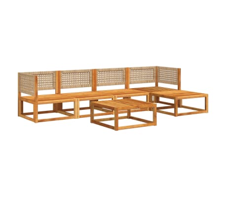 vidaXL Ensemble de canap&eacute;s de jardin 6 pi&egrave;ces avec coussins en bois d'acacia et rotin
