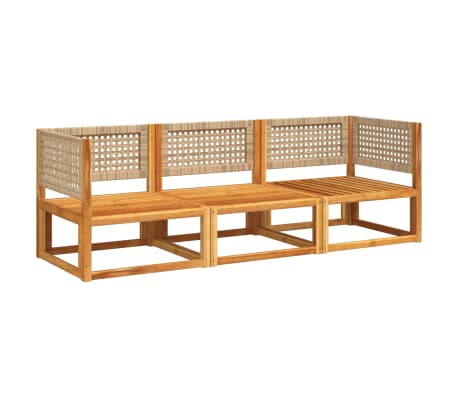 vidaXL Ensemble de canap&eacute;s de jardin 3 pi&egrave;ces avec coussins en bois d'acacia et rotin