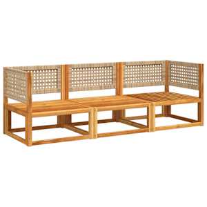 vidaXL Ensemble de canap&eacute;s de jardin 3 pi&egrave;ces avec coussins en bois d'acacia et rotin