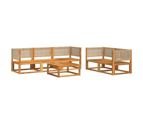 vidaXL Ensemble de canap&eacute;s de jardin 6 pi&egrave;ces avec coussins en bois d'acacia et rotin