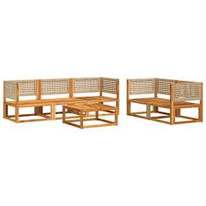 vidaXL Ensemble de canap&eacute;s de jardin 6 pi&egrave;ces avec coussins en bois d'acacia et rotin