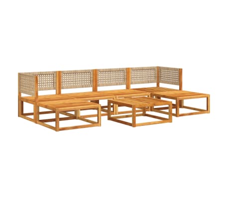 vidaXL Ensemble de canap&eacute;s de jardin 7 pi&egrave;ces avec coussins en bois d'acacia et rotin