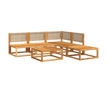 vidaXL 6-delige tuinbankset met kussens acaciahout & rotan