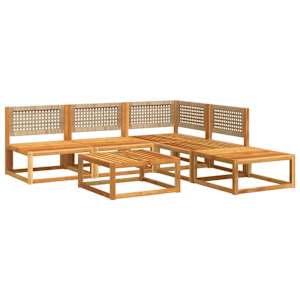 vidaXL 6-delige tuinbankset met kussens acaciahout & rotan