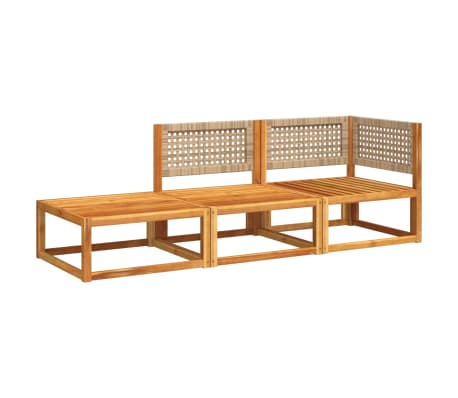 vidaXL Ensemble de canap&eacute;s de jardin 3 pi&egrave;ces avec coussins en bois d'acacia et rotin