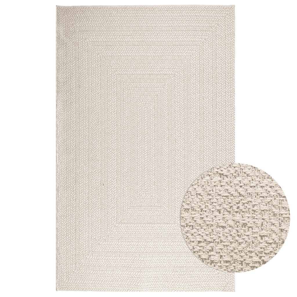 vidaXL Teppich ZIZUR Creme 160x230 cm Jute-Optik Indoor und Outdoor