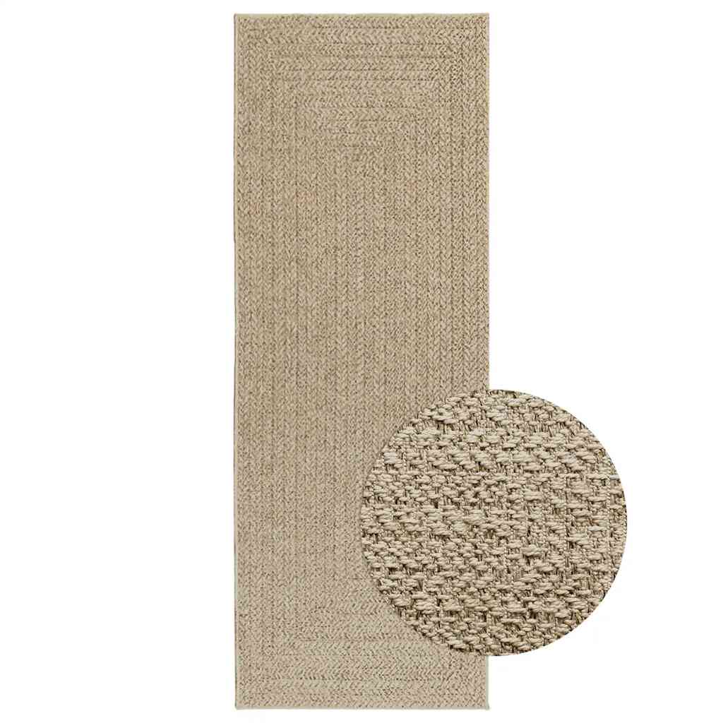 Teppich ZIZUR Beige 80×200 cm Jute-Optik Indoor und Outdoor