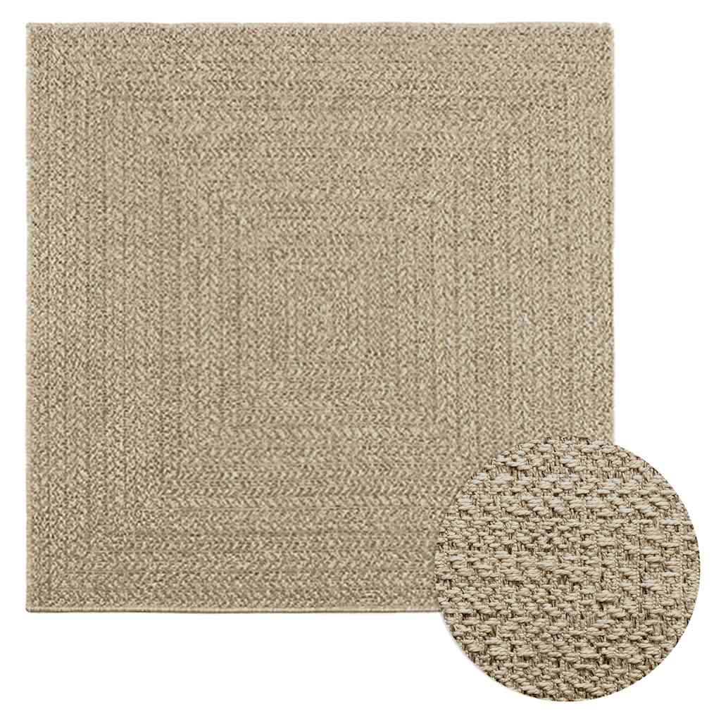 Teppich ZIZUR Beige 120×120 cm Jute-Optik Indoor und Outdoor