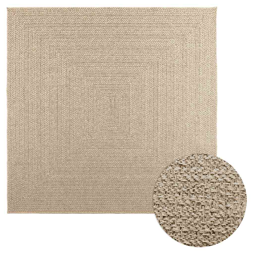 Teppich ZIZUR Beige 200×200 cm Jute-Optik Indoor und Outdoor