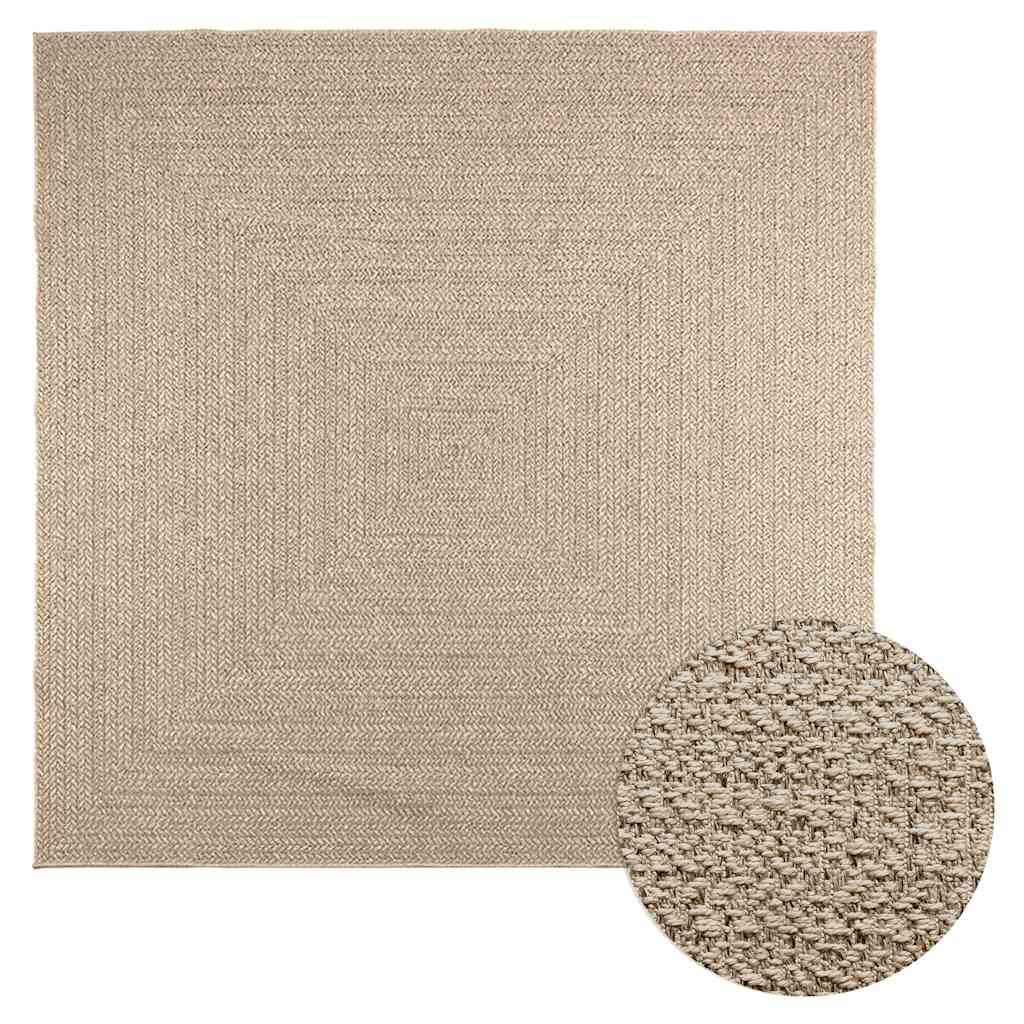 Teppich ZIZUR Beige 240×240 cm Jute-Optik Indoor und Outdoor