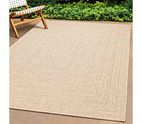 vidaXL Tapis ZIZUR beige 240x240 cm aspect de jute int&eacute;rieur ext&eacute;rieur