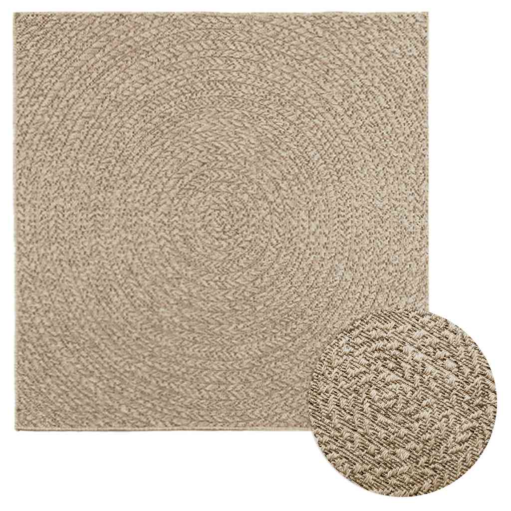 Teppich ZIZUR Beige 120×120 cm Jute-Optik Indoor und Outdoor