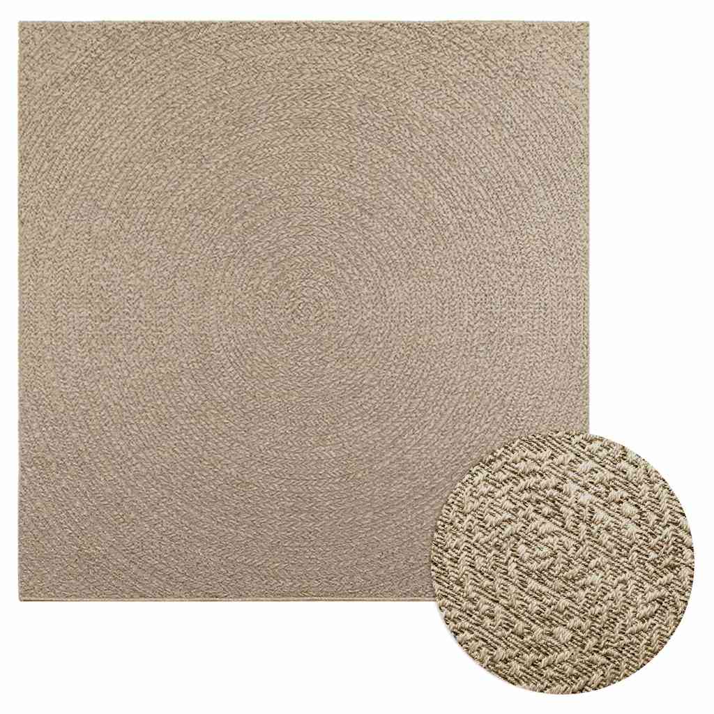 Teppich ZIZUR Beige 200×200 cm Jute-Optik Indoor und Outdoor