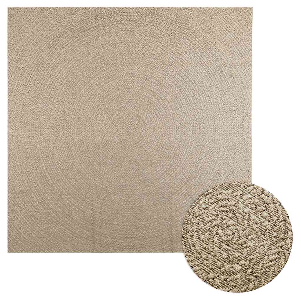 Teppich ZIZUR Beige 240×240 cm Jute-Optik Indoor und Outdoor