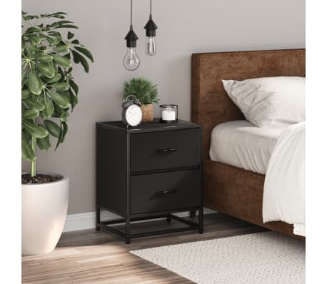 vidaXL Nattbord svart 40x31x50 cm heltre furu