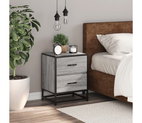 vidaXL n&aacute;ttbor&eth;ssk&aacute;pur Gr&aacute;r Sonoma 40x31x50 cm Hanna&eth;ur vi&eth;ur