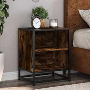 Noční stolky 2 ks kouřový dub 40x31x50cm kompozitní dřevo a kov - obrázek 1