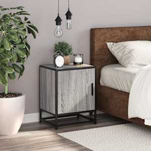 Noční stolek šedý sonoma 40x31x50 cm kompozitní dřevo a kov - obrázek 3