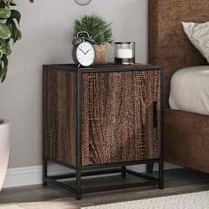 Nočna omarica 2 kosa rjavi hrast 40x31x50 cm inž. les in kovina