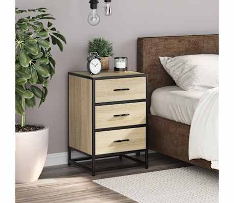 vidaXL Noptiera din stejar Sonoma 40x34,5x60cm lemn prelucrat si metal