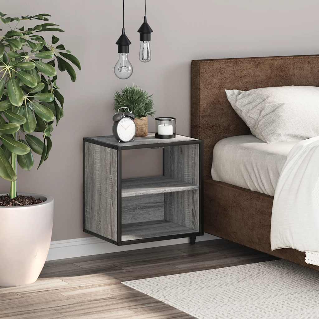 vidaXL szürke sonoma falra szerelhető éjjeliszekrény 40x31x39,5cm