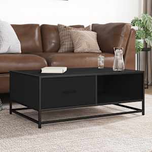 Klubska mizica črna 90x57x35 cm inženirski les in kovina