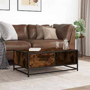 Konferenční stolek kouřový dub 90 x 57 x 35 cm kompozit a kov - obrázek 3