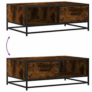 Konferenční stolek kouřový dub 90 x 57 x 35 cm kompozit a kov - obrázek 9