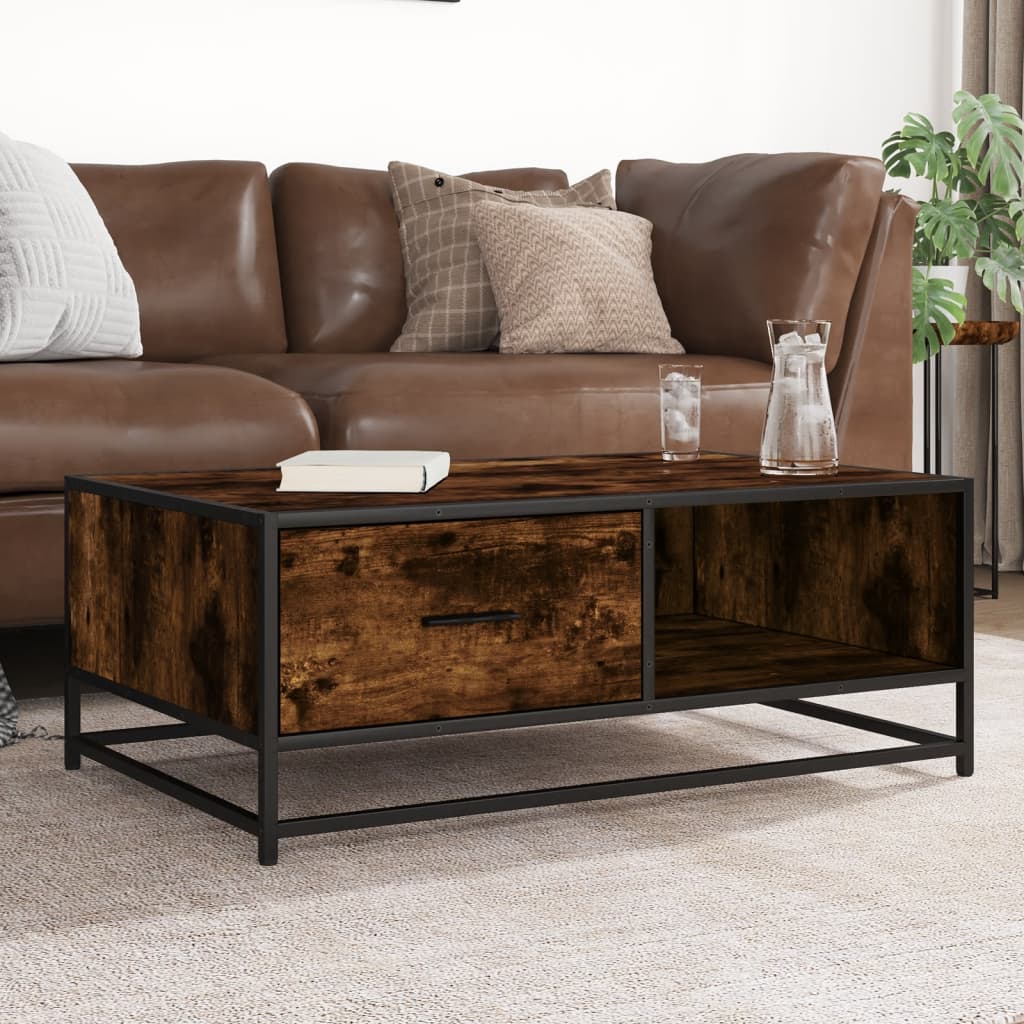 vidaXL Couchtisch Räuchereiche 90x57x35 cm Holzwerkstoff und Metall