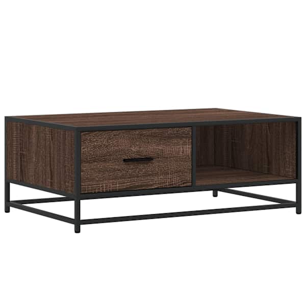 vidaXL kohvilaud, pruun tamm, 90x57x35 cm, tehispuit ja metall