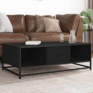 Klubska mizica črna 100x57x35 cm inženirski les in kovina