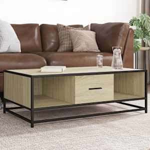 Klubska mizica sonoma hrast 100x57x35 cm inženir. les in kovina