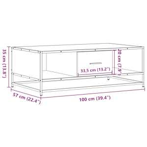Konferenční stolek kouřový dub 100 x 57 x 35 cm kompozit a kov - obrázek 11