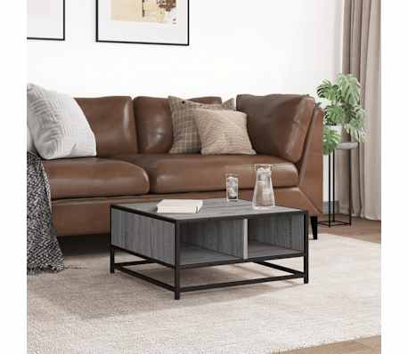 vidaXL Table basse sonoma gris 60,5x60,5x30 cm bois d'ing&eacute;nierie/m&eacute;tal