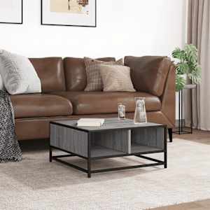 vidaXL Table basse sonoma gris 60,5x60,5x30 cm bois d'ing&eacute;nierie/m&eacute;tal