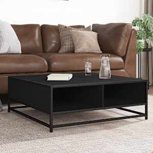 Klubska mizica črna 80x80x30 cm inženirski les in kovina