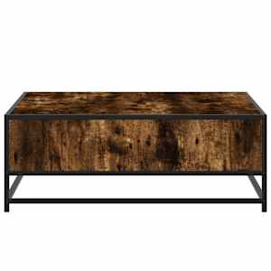 Konferenční stolek kouřový dub 80 x 80 x 30 cm kompozit a kov - obrázek 6
