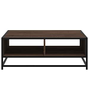 Konferenční stolek hnědý dub 80x80x30 cm kompozitní dřevo a kov - obrázek 5